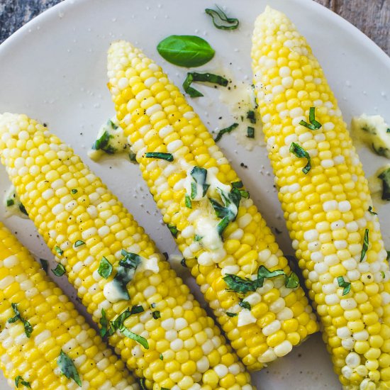 Basil Garlic Butter Corn on the Cob