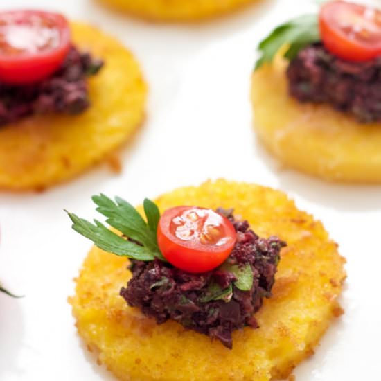 Polenta Bites With Olive Tapenade