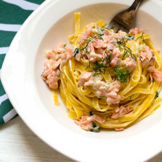 Smoked Salmon Dill Fettuccine