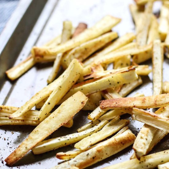 Garlic Coconut Oil Parsnip Fries