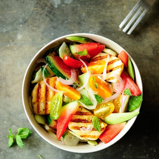 Watermelon Salad with Halloumi