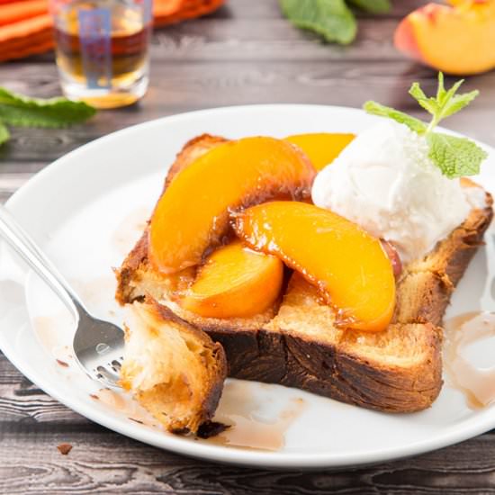 Bourbon-Glazed Peach Brick Toast