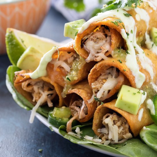 Slow Cooker Salsa Verde Pork Taquitos