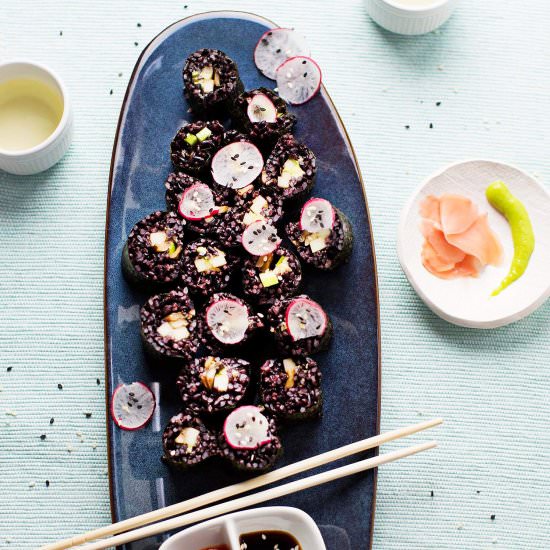 Mushroom and Black Rice Sushi