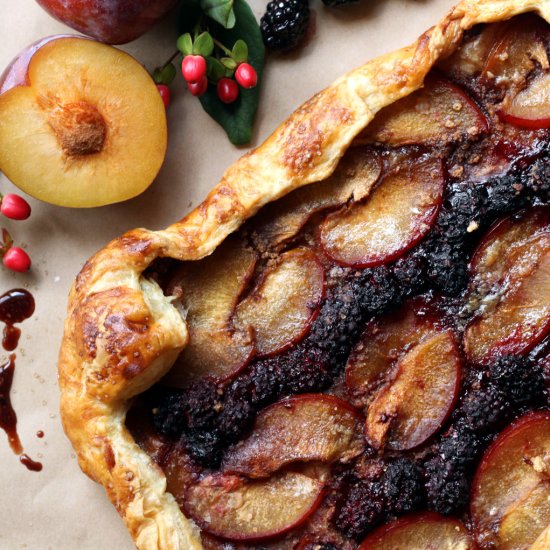 Easy Plum and Blackberry Galette