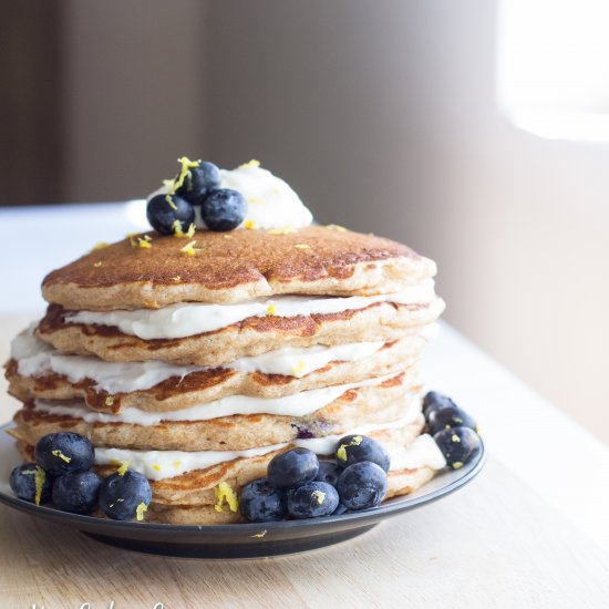 Blueberry Lemon Cheesecake Pancakes