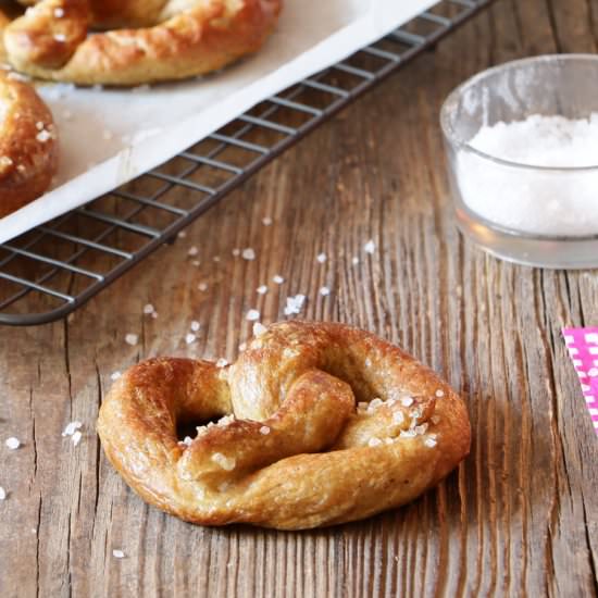 Homemade soft pretzel