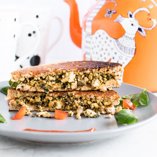 Tofu Red Chard Scramble Sandwich