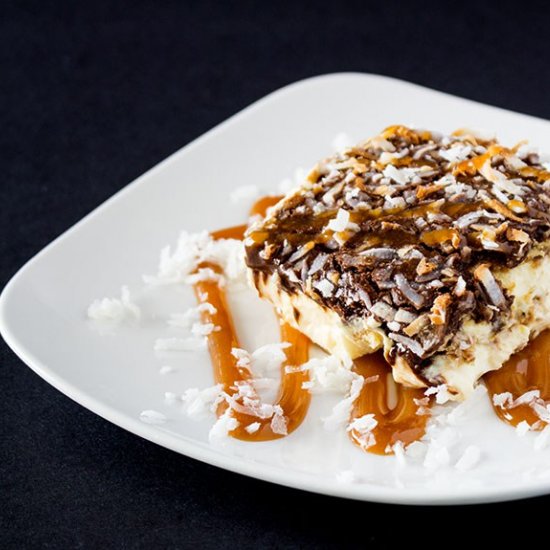 Caramel Chocolate Coconut Dessert