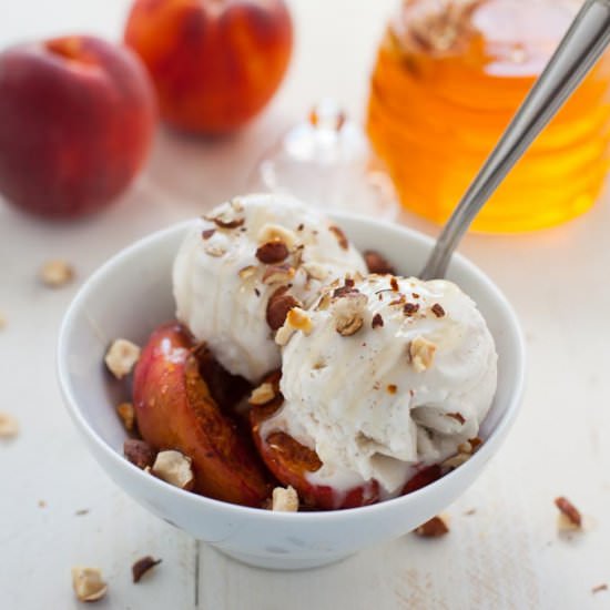 Vegan Roasted Peach Sundae