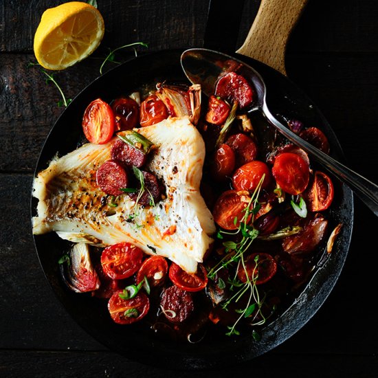 Baked Cod with Chorizo