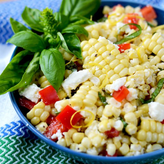 Corn Salad with Basil & Queso Fresco