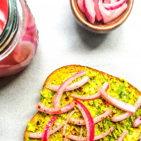 Avocado Toast with Pickled Onions