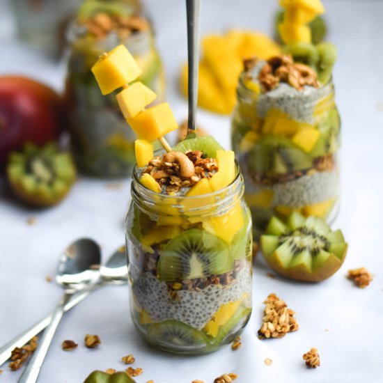 Kiwi Mango Chia Pudding Parfaits