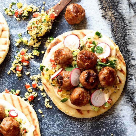 Pork meatball pitas