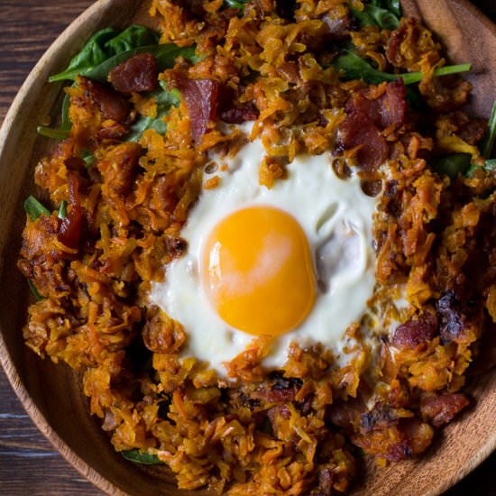 Sweet Potato Bacon Apple Hash