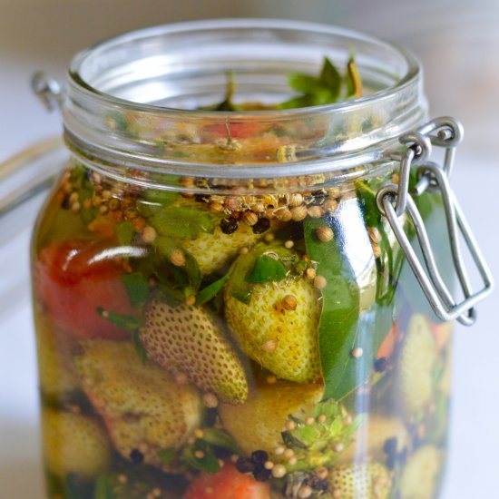 Pickled Green Strawberries