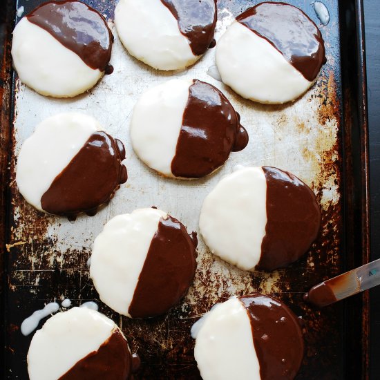 Black & White Cookies (GF, Vegan)