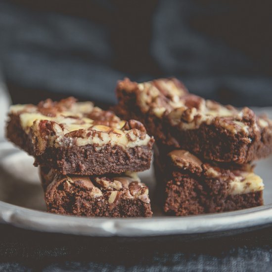 Cream Cheese Marbled Pecan Brownies