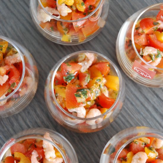 Cherry tomatoes and shrimp tartare