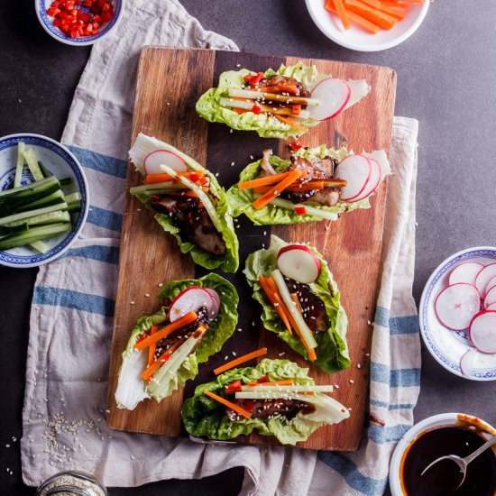 Chinese BBQ pork lettuce wraps