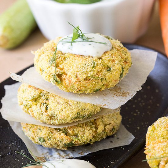 Baked Zucchini Polenta Fritters