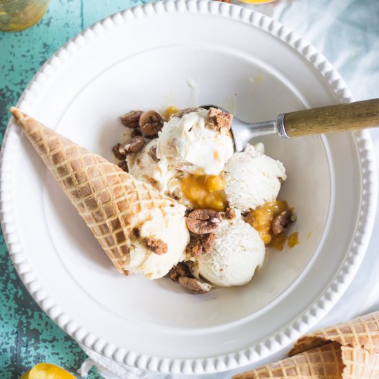 Buttermilk Peach Crumble Ice Cream