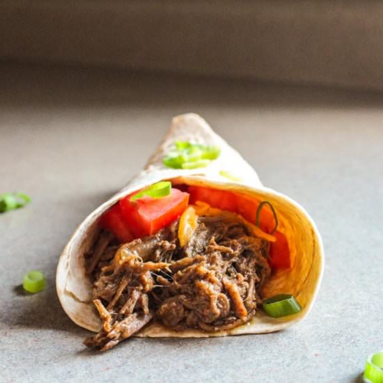 Shredded Slow Cooker Beef Fajitas