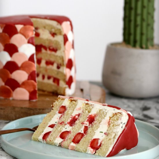 Strawberry and Basil Layer Cake