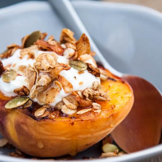 Grilled Peach Halves with Granola