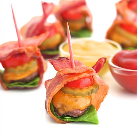 Bacon-Wrapped Cheeseburger Bites