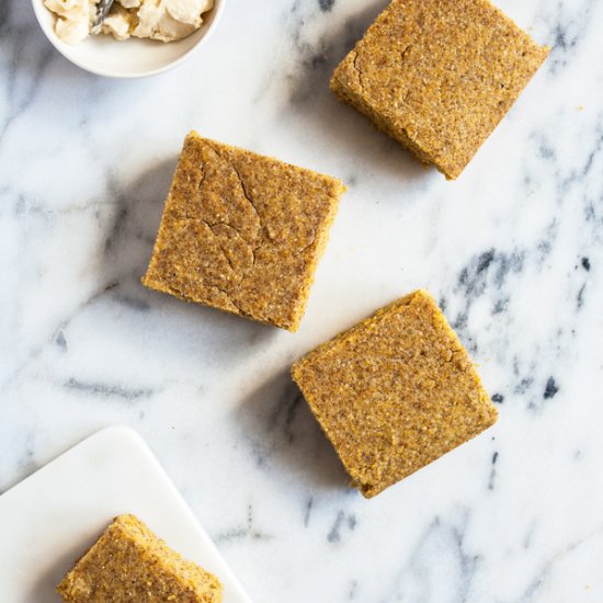 Simple, whole grain vegan cornbread