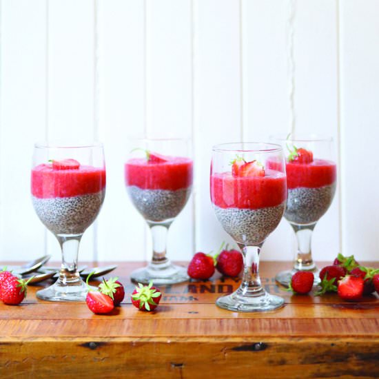 Strawberry Puree Chia Pudding