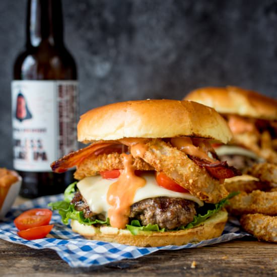 Bacon Cheeseburger with Baked Onion