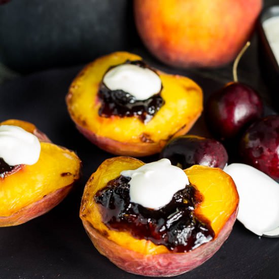 Broiled Peaches with Sour Cherry