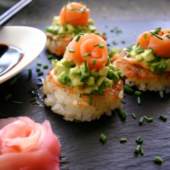 Bite-sized Sushi Pizza