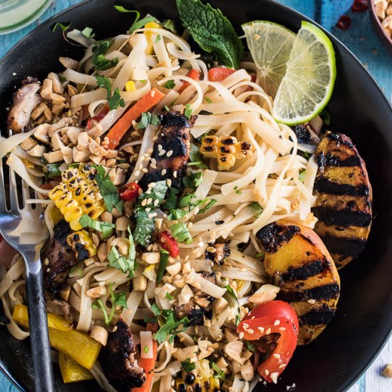 Peach and Grilled Chicken Pad Thai