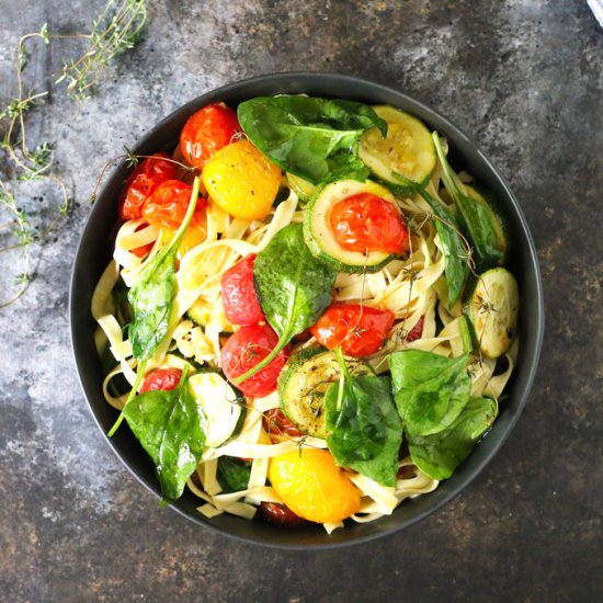 Tomato Zucchini Spinach Fettucini