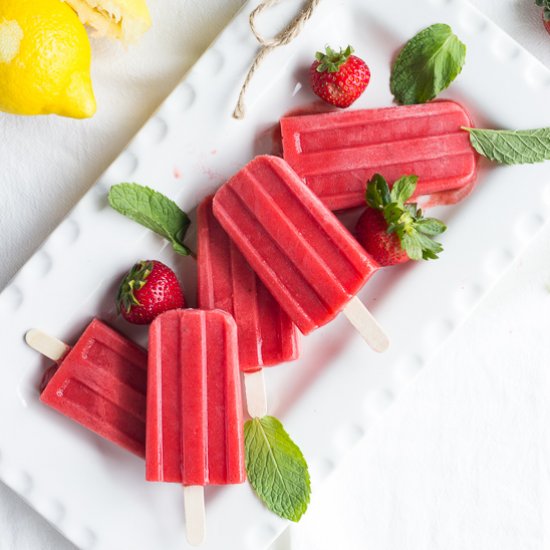 Strawberry Mint Popsicles