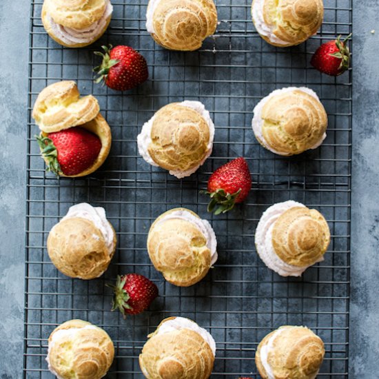 Summer Strawberry Profiteroles