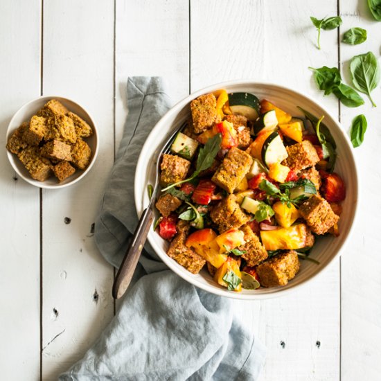 Vegan cornbread panzanella