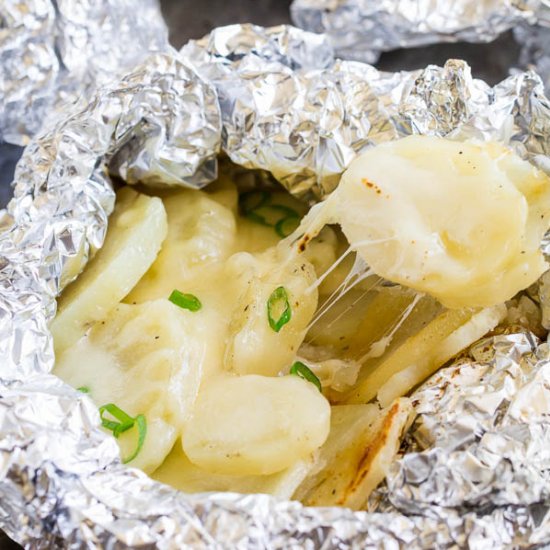 Grilled Cheesy Garlic Potato Packet