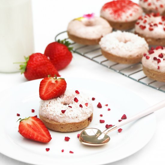 Strawberry & Coconut Doughnuts