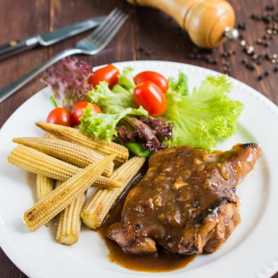 Chicken Chop with Black Pepper Sauce