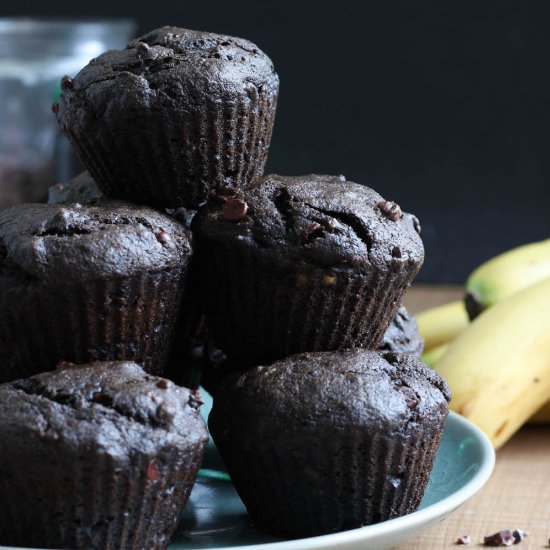 Chocolate Black Tahini Muffins