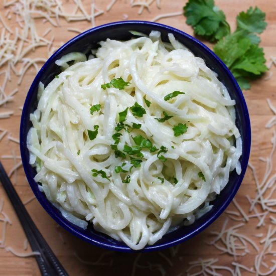 Kohlrabi Pasta with Cheese Sauce