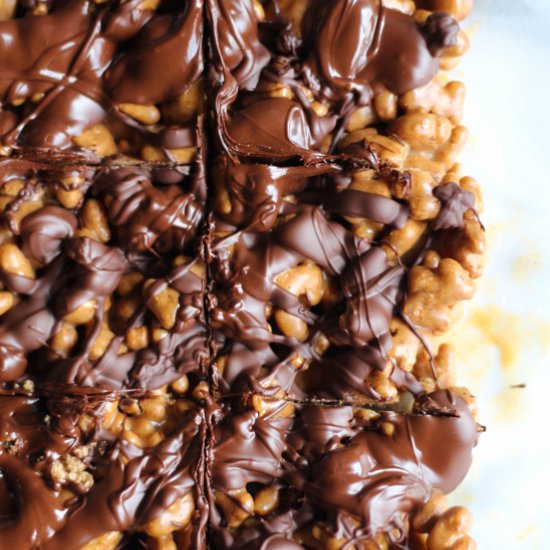 Chocolate Peanut Butter Cereal Bars