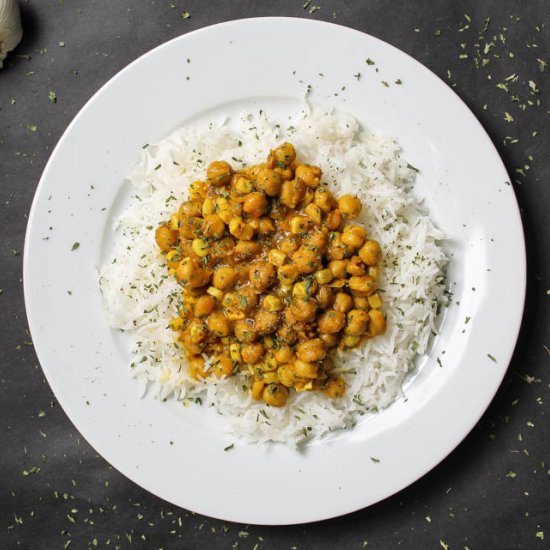 Chickpea Curry and Basmati Rice