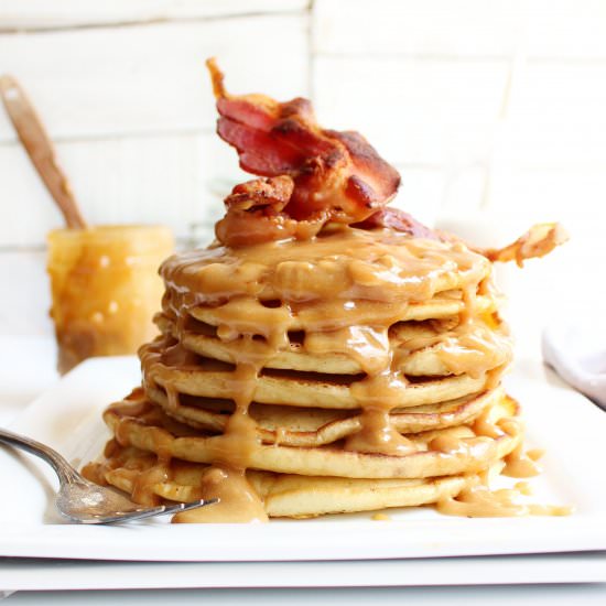 Buttermilk Bacon Pancakes & Syrup