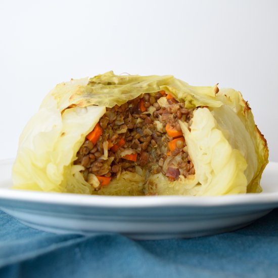 Lentil Stuffed Cabbage Head